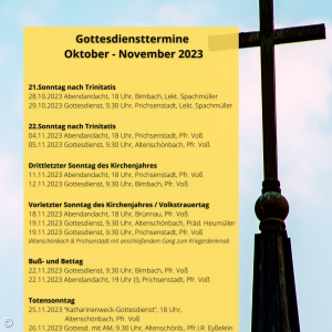 Gottesdienste Prichsenstadt Oktober - November 2023