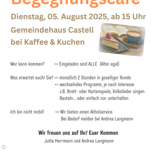 Begegnungscafé Castell am 05.08.2025