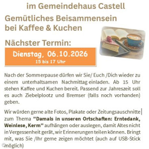Begegnungscafe Castell am 06.10.2026